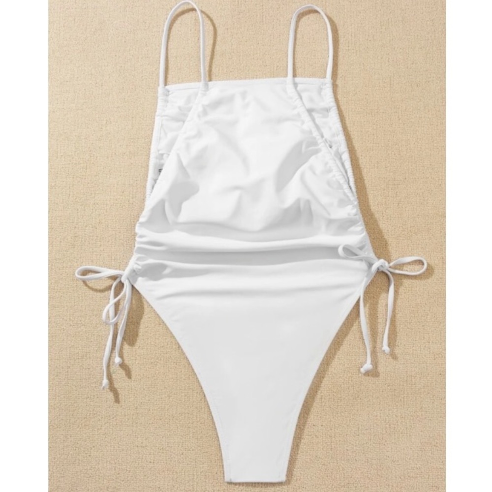 Rust side tie drawstring monokini - Picture 7 of 14